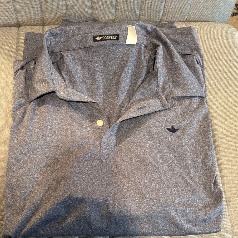 Dockers Men's Heathered Blue Polo Shirt